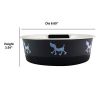 Stainless Steel Pet Bowl with Anti Skid Rubber Base and Dog Design, Gray Black