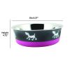 Stainless Steel Pet Bowl with Anti Skid Rubber Base and Dog Design, Large, Gray