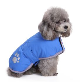 Reflective Dog Cotton Clothes Winter (Option: DZ149 Blue Wear On Both Sides-M)