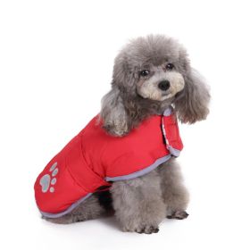 Reflective Dog Cotton Clothes Winter (Option: DZ148 Red Two Sided Wear-M)