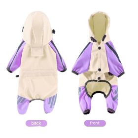 Big Dog Raincoat Cape-style Reflective Stripe Pet (Option: Color Matching Purple-M)