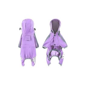 Big Dog Raincoat Cape-style Reflective Stripe Pet (Option: Purple-M)