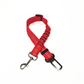 Pet Car Reflective Elastic Seat Belt Dog Car Buffer Dog Leash (Option: Red-74cm)