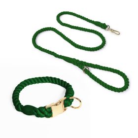 Weaving Gradient Colored Cotton Rope Pet Collar (Option: Blackish green-XL)