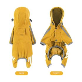 Big Dog Raincoat Cape-style Reflective Stripe Pet (Option: Yellow-S)