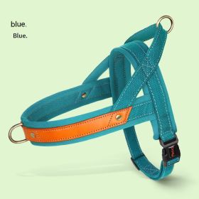 Dog's Straps Dog Breast Collar Hand Holding Rope Vest-style Jarre Aero Bull Dog Leash (Option: Peacock Blue Single Chest Back-XS)