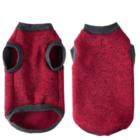 Pet Vest Fleece Lined Padded Warm Keeping Round Neck Pullover Dog Clothing (Option: Rose Red-S)