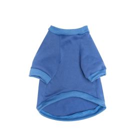 Pet Clothes Fleece-lined Thickened Solid Color Hoodie (Option: Dark Blue-M)