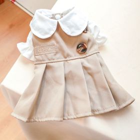 Pet Clothes Khaki Trench Coat Couple Clothes (Option: Khaki Peter Pan Collar Dress-XS)