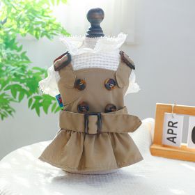 Pet Clothes Khaki Trench Coat Couple Clothes (Option: Khaki Button Skirt-XS)