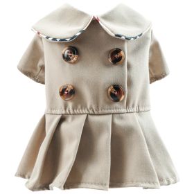 Pet Clothes Khaki Trench Coat Couple Clothes (Option: Button Dress Khaki-XS)