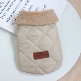 Dog Clothes Autumn And Winter Clothing Thickened Warm Cotton Coat (Option: Beige-M)