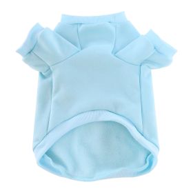 Pet Clothes Fleece-lined Thickened Solid Color Hoodie (Option: Blue-L)