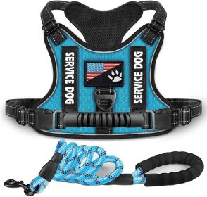 Shock Absorption Comfortable Night Vision Reflective Pet Harness Dog Vest Traction Chest Strap (Option: Blue With Rope-XS)