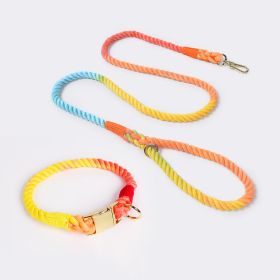 Weaving Gradient Colored Cotton Rope Pet Collar (Option: Rainbow-M)