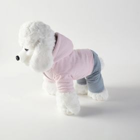 Corduroy Pet Four-legged Hooded Fleece Lined Coat (Option: Pink Corduroy-L)