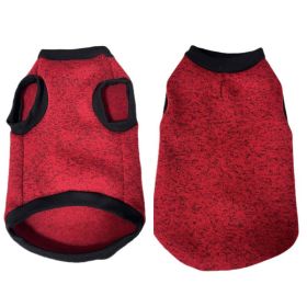 Pet Vest Fleece Lined Padded Warm Keeping Round Neck Pullover Dog Clothing (Option: Red-L)