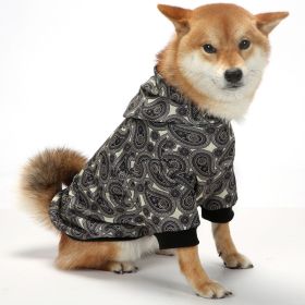 Christmas Dog Clothes Thickened Plaid Hooded Two-leg Sweater (Option: Black Paisley-S)