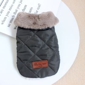 Dog Clothes Autumn And Winter Clothing Thickened Warm Cotton Coat (Option: Dark Gray-XL)