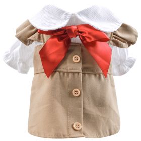 Pet Clothes Khaki Trench Coat Couple Clothes (Option: Khaki Flounced Sleeve Skirt-L)