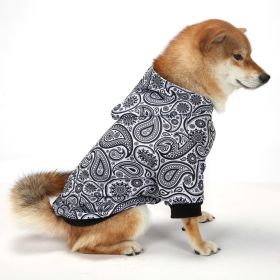 Christmas Dog Clothes Thickened Plaid Hooded Two-leg Sweater (Option: White Paisley-XL)