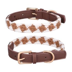 Soft Woven Prismatic Plaid Dog Collar (Option: Brown-S)