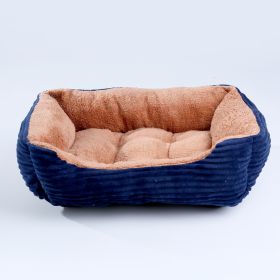 Four Seasons Universal Pet Bed Candy Color Square Kennel Teddy Pomeranian Mat Cat Nest Pet Bed (Option: Dark Blue-L)