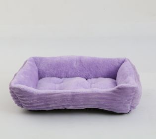 Four Seasons Universal Pet Bed Candy Color Square Kennel Teddy Pomeranian Mat Cat Nest Pet Bed (Option: Light Purple-L)