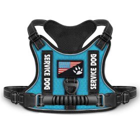 Shock Absorption Comfortable Night Vision Reflective Pet Harness Dog Vest Traction Chest Strap (Option: Blue-L)