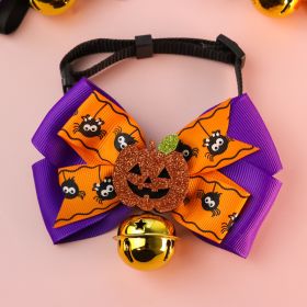 Pet Cat Dog Pumpkin Bow Tie Big Bell Decorations (Option: Purple Bell-M28to43cm)